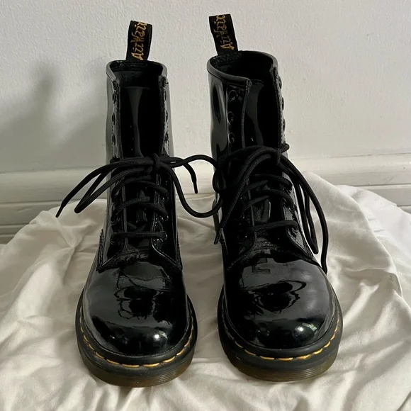 Dr. Martens Jadon Black Patent Leather Boots Size US 5M 6L - Picture 3 of 6